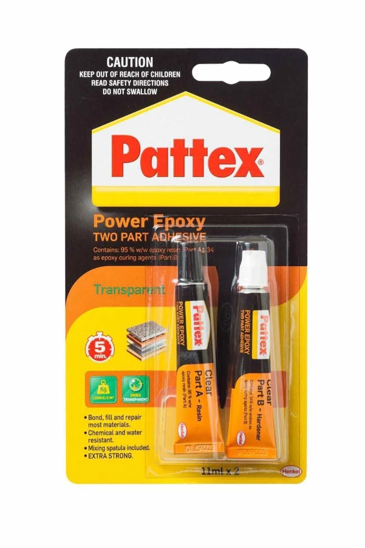 Pattex Şeffaf Epoksi Yapıştırıcı 2 x 11 ml